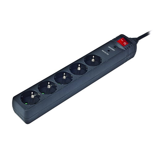 Gembird SPG5-C-5 power extension 1.5m Black
