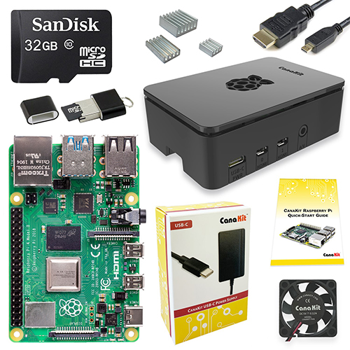 Canakit Raspberry Pi 4 Box /RAM: 4G, 32GB SDCard, micro HDMI to HDMI cable